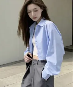 Dazy ライトブルー 韓国 アシメシャツのサムネイル