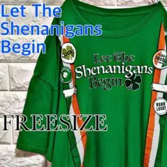 【古着】オーバーサイズ　半袖Tシャツ【FREESIZE】グリーン