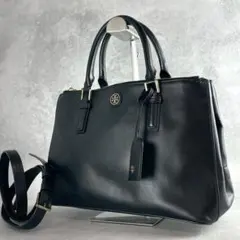 美品 トリーバーチ ロビンソン 2way トートバッグ シボ革 レザー チャーム