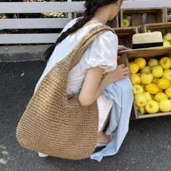 ⭐︎【新品】かごバッグ トートバッグ エコバック A4 大容量 軽量　高見え　春