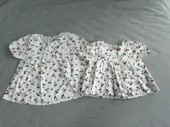 【姉妹コーデ】petit main 半袖ブラウス 110cm 80cm2点セット