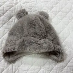 ベビー　くま耳付き　グレー帽子 42〜44センチ　フリース