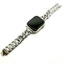 アップルウォッチ シルバーチェーンベルト バンド 44/45/46/49mm