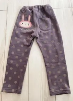 ウズランド◆ウサギ刺繍 水玉　裏起毛パンツ 100cm