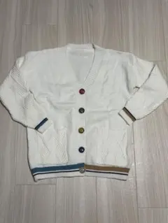 ホワイト ケーブルニット カーディガン