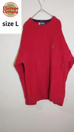 POLO 赤ニット Lサイズ ユニセックス 秋冬人気