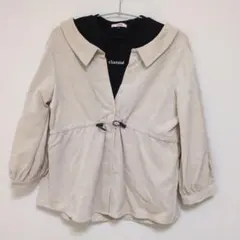 重ね着風ベージュ長袖シャツ