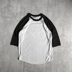 【80s vintage】黒白　ラグランT 無地T usa製　シングルステッチのサムネイル