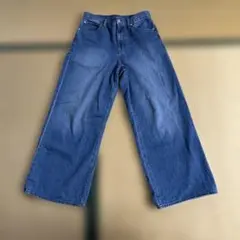 デニムワイドフレアパンツ　L ブルー　中古