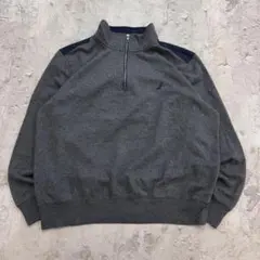 ノーティカ　ハーフジップスウェットシャツ　無地　古着　ダークグレー　灰色　XL