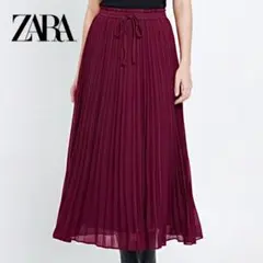 【廃盤商品】ZARA プリーツパンツ　XS ギャザー　シフォン　ワインレッド