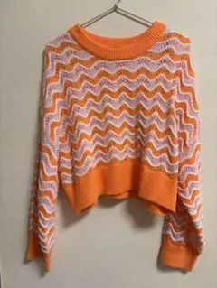 H&M 波模様レース編みクロップドニット/レディースM