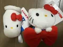 ハローキティこれくしょん　マスコット　ぬいぐるみ　牛乳　　ミルク　リボン　２点