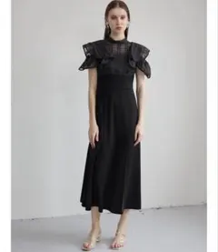 MERCURYDUO シアーチェックラッフルフリル半袖ワンピース