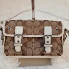 【良品】コーチ ショルダーバッグ シグネチャー 6844　キャンバス　レザー