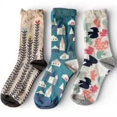 【３足セット】新品　レディースソックス　靴下　北欧　お洒落女子　可愛い　個性的