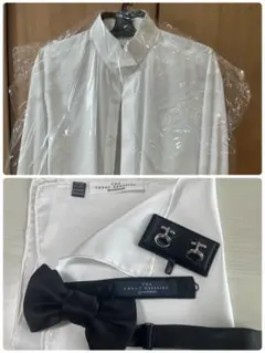 トリートドレッシング　新郎4点セット　シャツ　蝶ネクタイ　カフス　チーフ