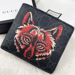 希少✨GUCCIグッチ 二つ折り財布 GGスプリーム ウルフ ミケーレ期 PVC GUCCI 二つ折り財布 GGスプリーム ウルフ ミケーレ期 PVC P55