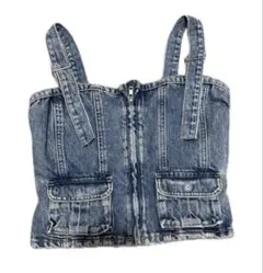 ZARA フロントジップデニムビスチェ　Sサイズ