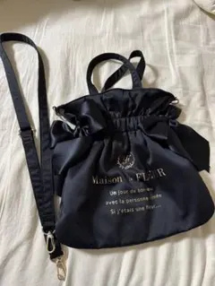 Maison de FLEUR ブラック トートバッグ