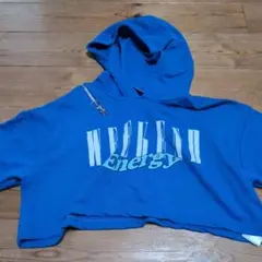 ANAPGIRL フード付き青クロップドTシャツ Sサイズ