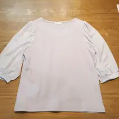 GLACIER ビジュー付き 七分袖カットソー ライトパープル M
