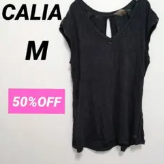 50%OFF✨CALIA【М】黒シャツ ブラック　シンプル　スタイリッシュ　無地