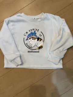 猫プリント トレーナー ホワイト　110