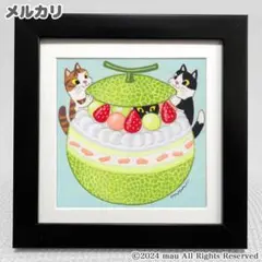 原画「三匹の猫〜クリームぜんざい」猫/和菓子/イラスト/アート/絵画