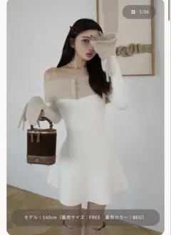 ダーリッチ︎︎︎︎❤︎ オフショルシャギーニットミニワンピース free