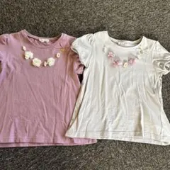 any FAM 花飾りTシャツ 2枚セット 130