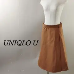 人気ユニクロユーUNIQLOUオールコットンミモレ丈ラップスカート橙オレンジS