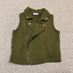 キッズ用オリーブグリーンジッパーベスト