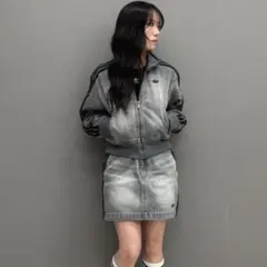 アディダス デニムトラックトップ＆ミニスカートセット