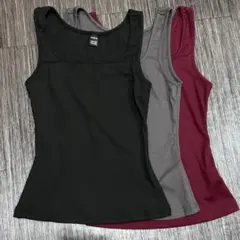 SHEIN タンクトップ 3枚セット XXS 黒 グレー ワインレッド