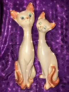 黒猫 ピンストライプ スワロー デザイン ペア 陶器 置物 - メルカリ