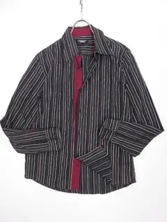 【値下げ】トルネードマート　長袖シャツ　ストライプ　黒　M
