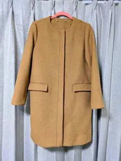 1回のみ使用☆ノーカラー ロングコート38サイズLくらい☆センスオブプレース