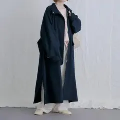 KBF スタンドカラーブークレコート ネイビー