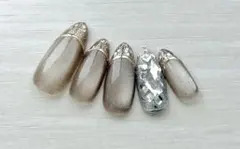 【オーダー可】ガラスフレンチ　フラッシュマグネット　ニュアンスネイル　埋め込み