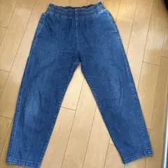 ま*ん様 ストレートデニムパンツ ゴムウエスト デニムブルー