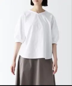 MUJI無印良品　乾きやすいブロード五分袖ブラウス レディース
