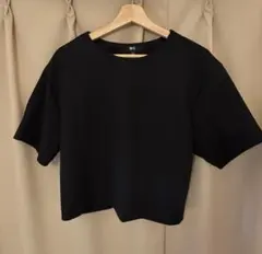UNIQLO:CクレープジャージーT(半袖）ブラック　Lサイズのサムネイル