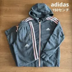 adidas グレー/ピンク ジャージ上下セット　150センチ