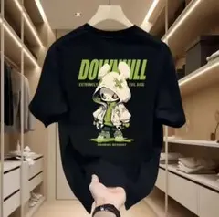 夏厚手の綿半袖Tシャツ男性夏ルーズラウンドネック半袖綿黒ベースシャツ男性Mサイズ