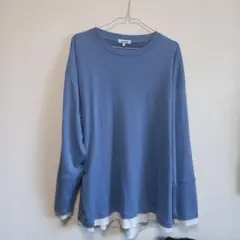 Lサイズ ブルー 長袖カットソー