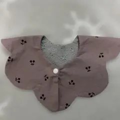 低体重児 ガール スタイ　リバーシブル　さくらんぼ柄 ハンドメイド