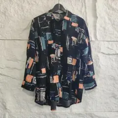 INGNI 柄シャツ 黒M ドレスシャツ