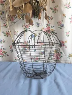 イギリス アンティーク ワイヤーバスケット エッグバスケット 1940年代