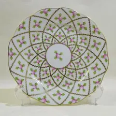 美品 希少 Shelle ケーキプレート 手書き アンティーク グリーン ピンク 美品 希少 Shelle ケーキプレート 手書き アンティーク グリーン